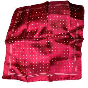 Burgundy fall white polka dot 100% silk mens pocket square 12"